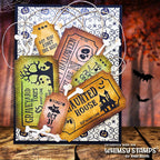 Whimsy Stamps Terrific Halloween Tickets Clear Stamps cwsd330a haunted house