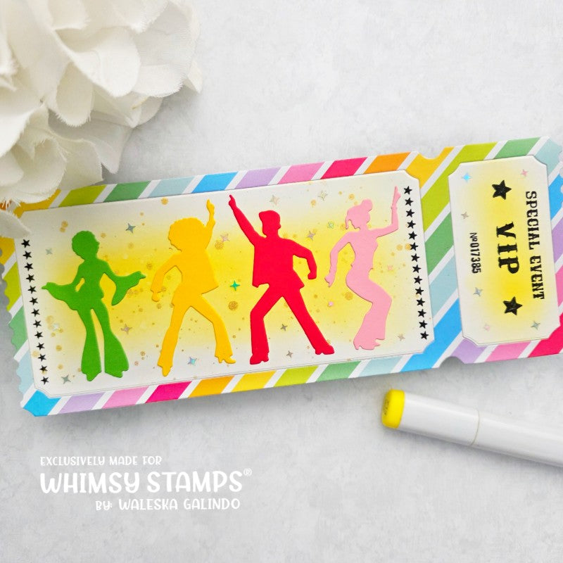 Whimsy Stamps Terrific Slim Tickets Windows Dies wsd224a disco dancing