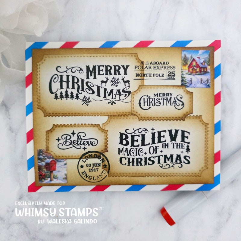 Whimsy Stamps Terrific Tickets Believe Clear Stamps cwsd404a believe