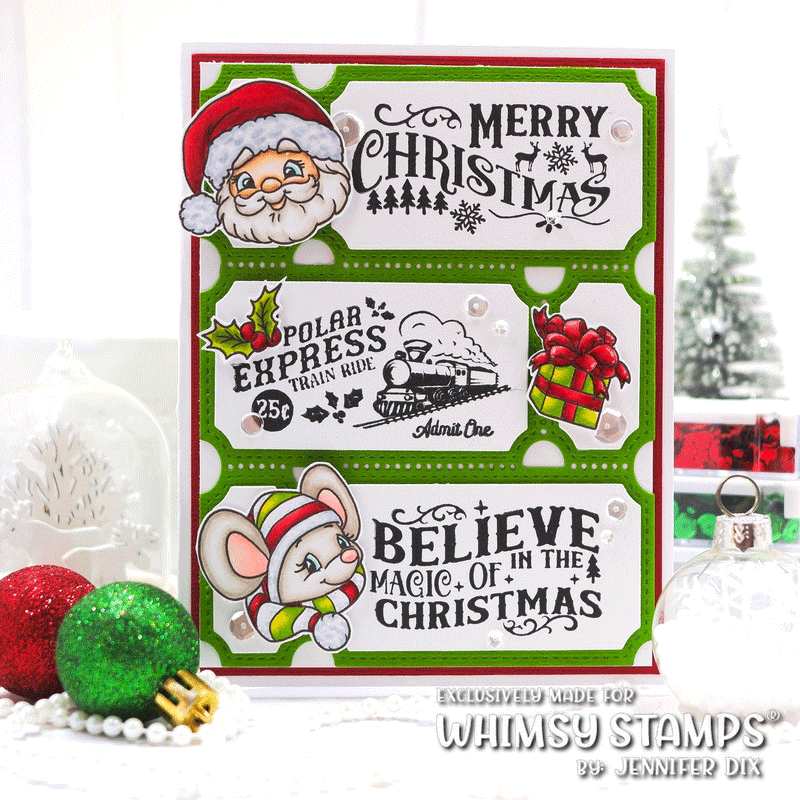 Whimsy Stamps Terrific Tickets Believe Clear Stamps cwsd404a santa