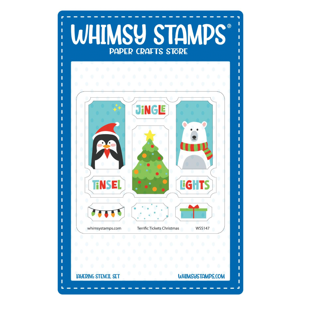 Whimsy Stamps Terrific Tickets Christmas Layering Stencils wss147