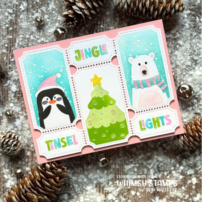 Whimsy Stamps Terrific Tickets Christmas Layering Stencils wss147 jingle
