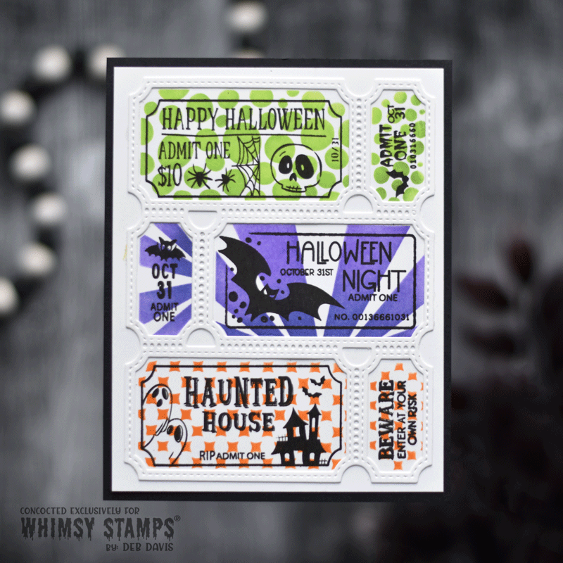 Whimsy Stamps Terrific Tickets Die Terrific Tickets Window Die and Stencil Set spooky