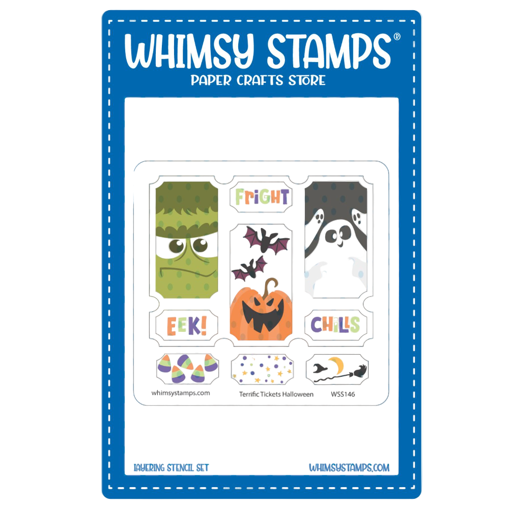 Whimsy Stamps Terrific Tickets Halloween Layering Stencil wss146