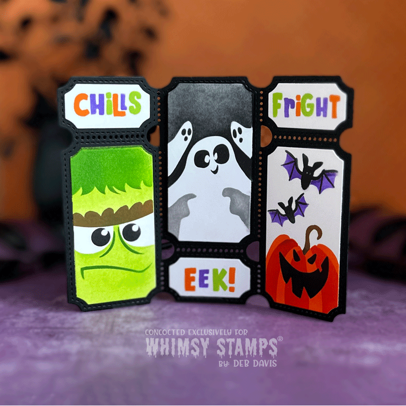 Whimsy Stamps Terrific Tickets Halloween Layering Stencil wss146 ghost