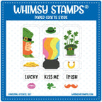 Whimsy Stamps Terrific Tickets St. Patrick's Day Stencil wss149