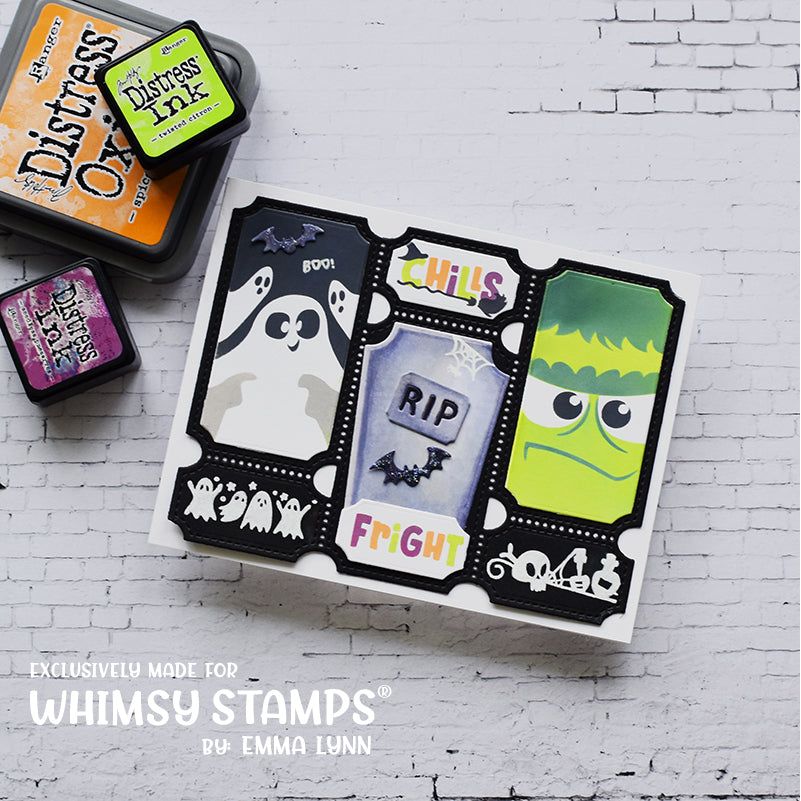 Whimsy Stamps Terrific Tickets and Terrific Tickets Window Die Set ghosts