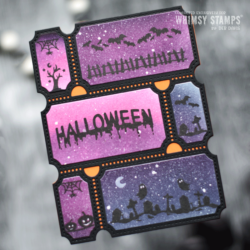 Whimsy Stamps Terrific Tickets and Terrific Tickets Window Die Set purple