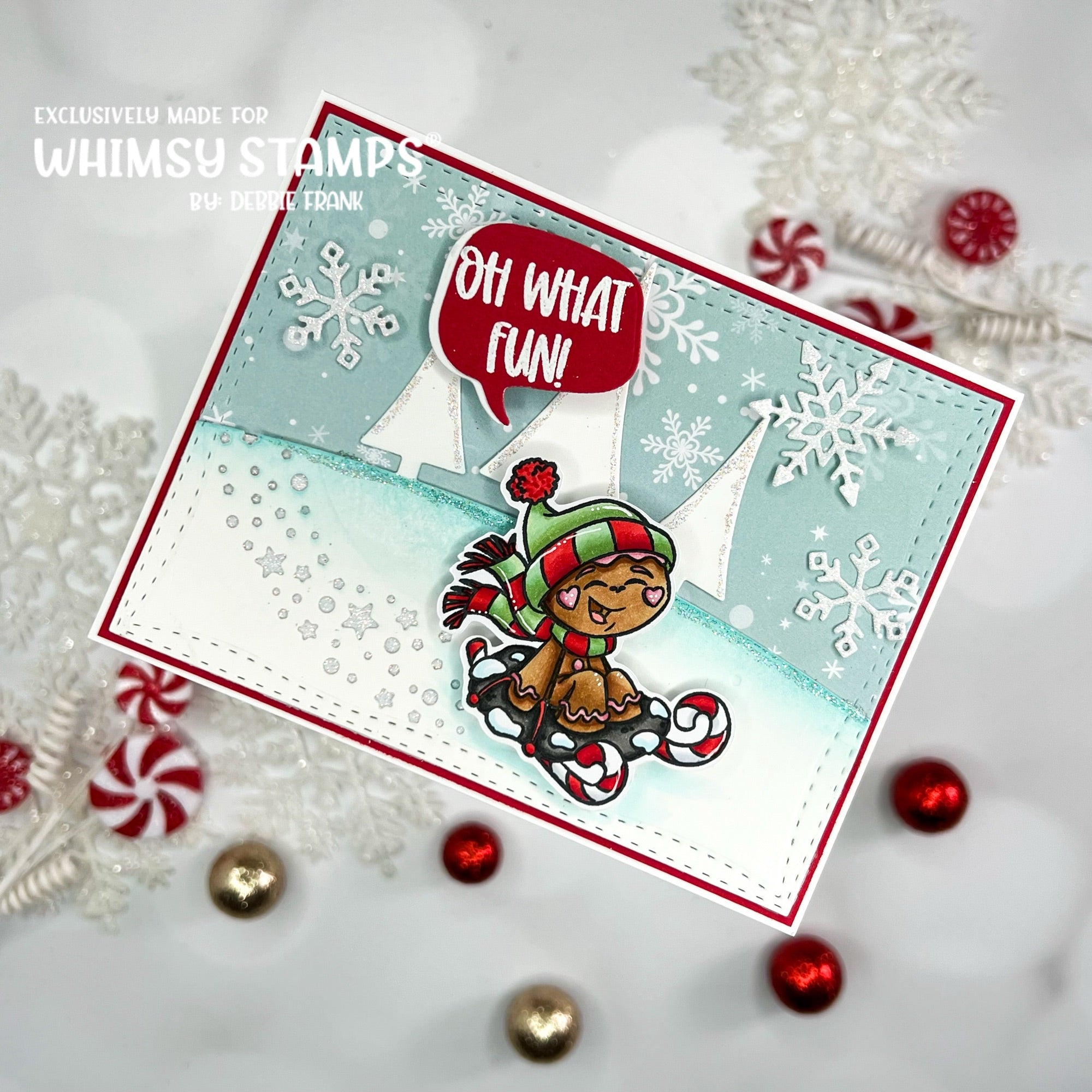 Whimsy Stamps Three Trees Border Die wsd241 candy cane
