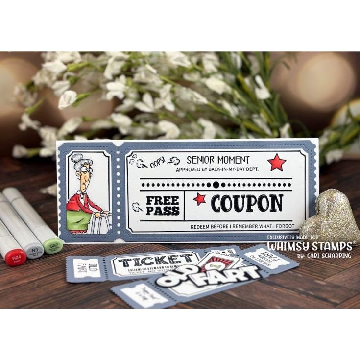 Whimsy Stamps Ticket Coupons Sentiments Clear Stamps cwsd269a coupon