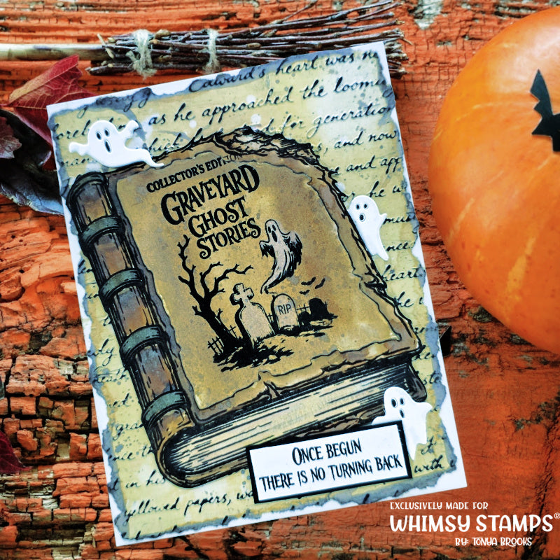 Whimsy Stamps Vintage Letter Embossing Folder wsef09 ghost stories card