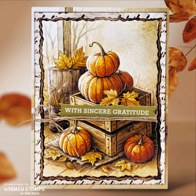 Whimsy Stamps Vintage Letter Embossing Folder wsef09 pumpkins card