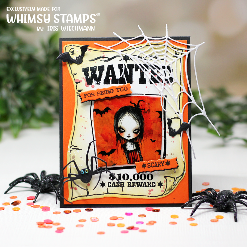 Whimsy Stamps Wanted Poster Clear Stamps cwsd317a spider