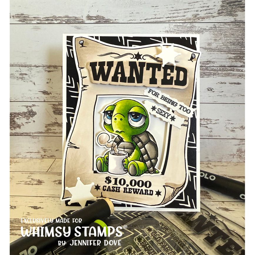 Whimsy Stamps Wanted Poster Clear Stamps cwsd317a turtle