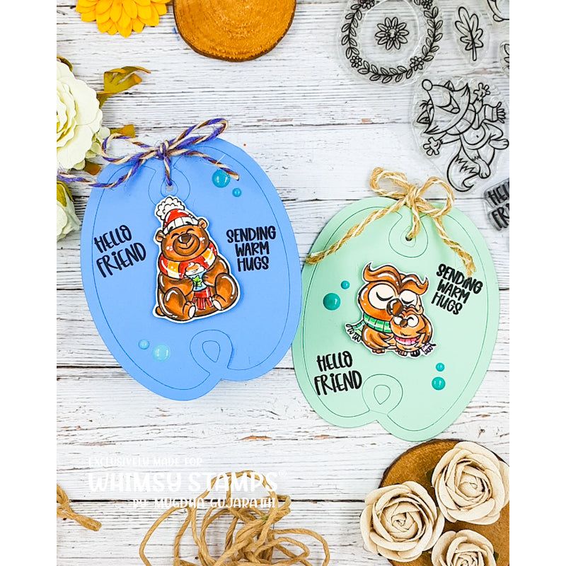 Whimsy Stamps Warm Hugs in Fall Clear Stamps khb148 hello friend