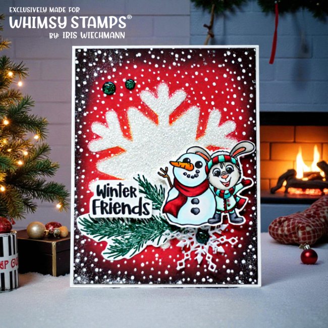 Whimsy Stamps Winter Friends Snowman and Bunny Clear Stamps khb190a friends