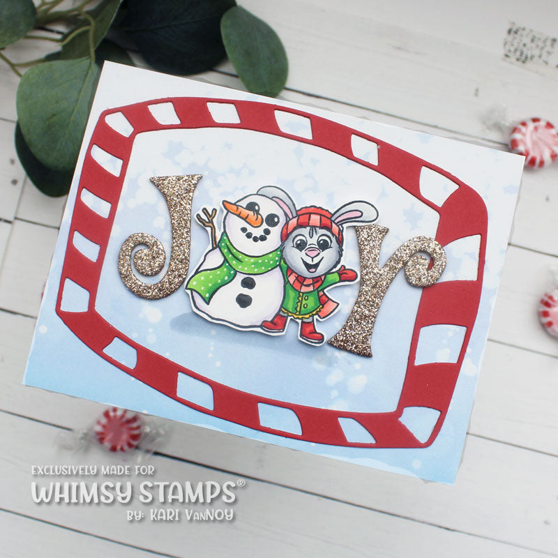 Whimsy Stamps Winter Friends Snowman and Bunny Clear Stamps khb190a joy