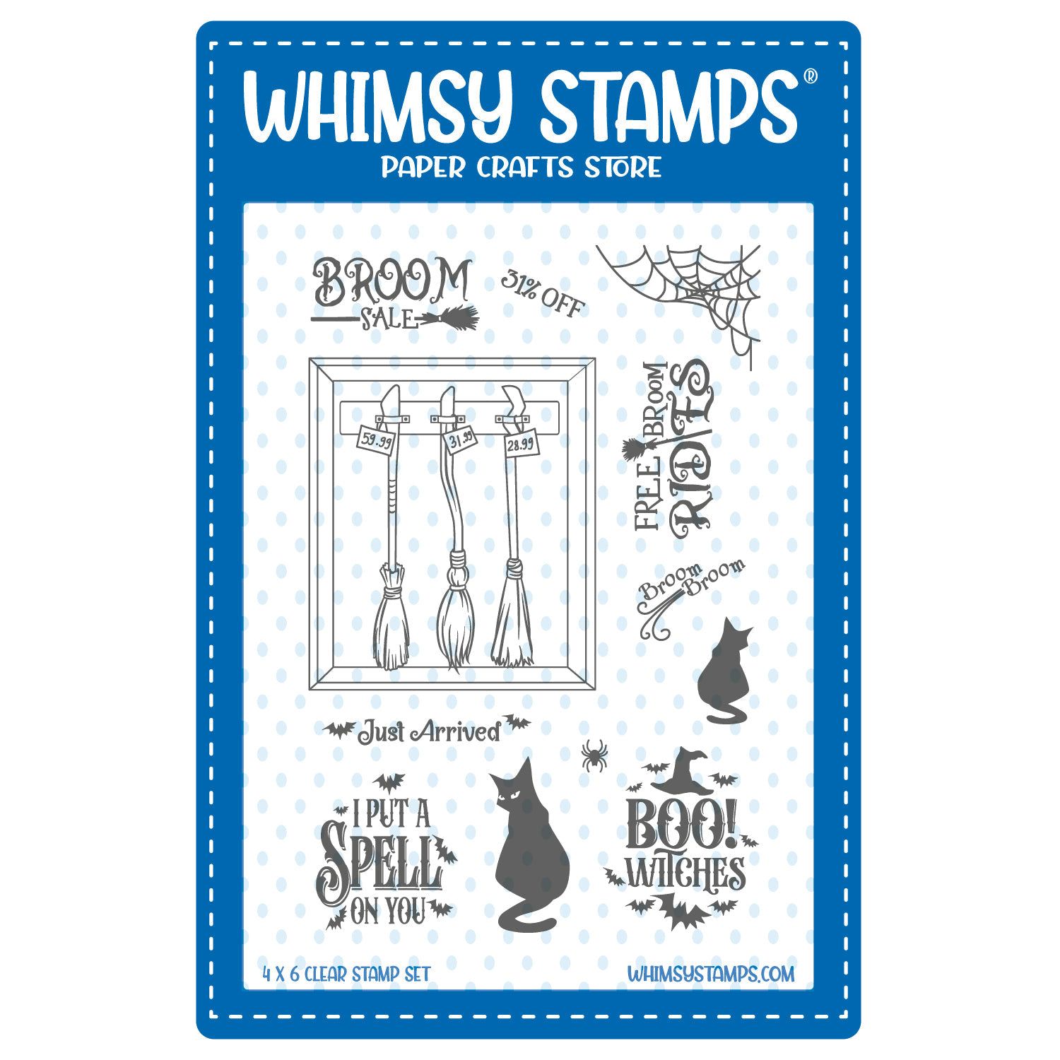Whimsy Stamps Witch Broom Sale Clear Stamps cwsd478