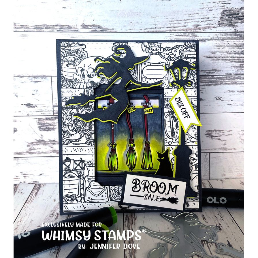 Whimsy Stamps Witch Broom Sale Clear Stamps cwsd478 spooky