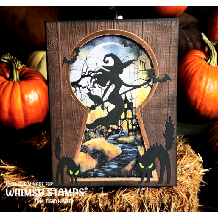 Whimsy Stamps Witch Whispers Sister Die and Wicked Whispers Die Set black cats
