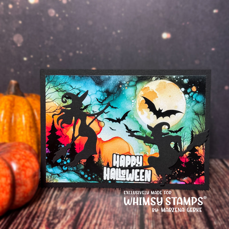 Whimsy Stamps Witch Whispers Sister Die and Wicked Whispers Die Set happy halloween