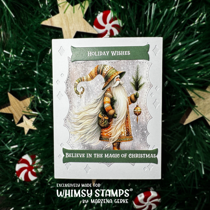 Whimsy Stamps Woodland Santa 1 Quick Card Fronts wsqcf-40 holiday wishes