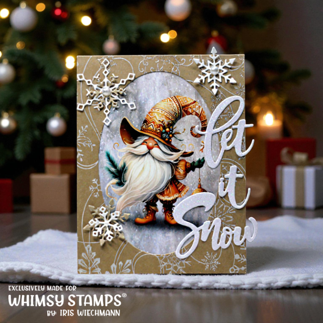Whimsy Stamps Woodland Santa 1 Quick Card Fronts wsqcf-40 snowflakes