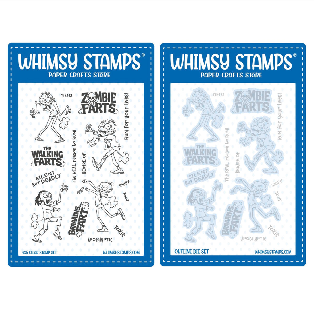 Whimsy Stamps Zombie Farts Clear Stamp and Die Set