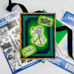 Whimsy Stamps Zombie Farts Clear Stamp and Die Set green background card