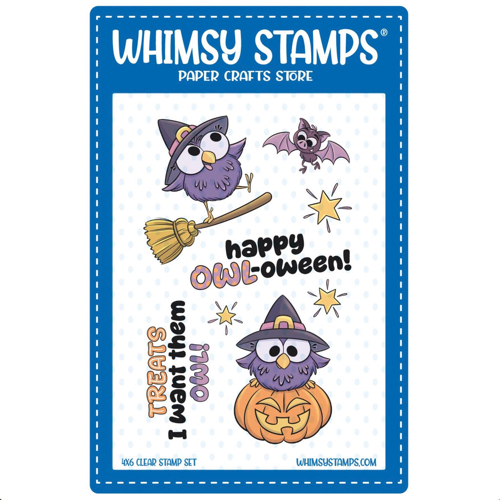 Whimsy Stamps h-OWL-oween Clear Stamps khb129a