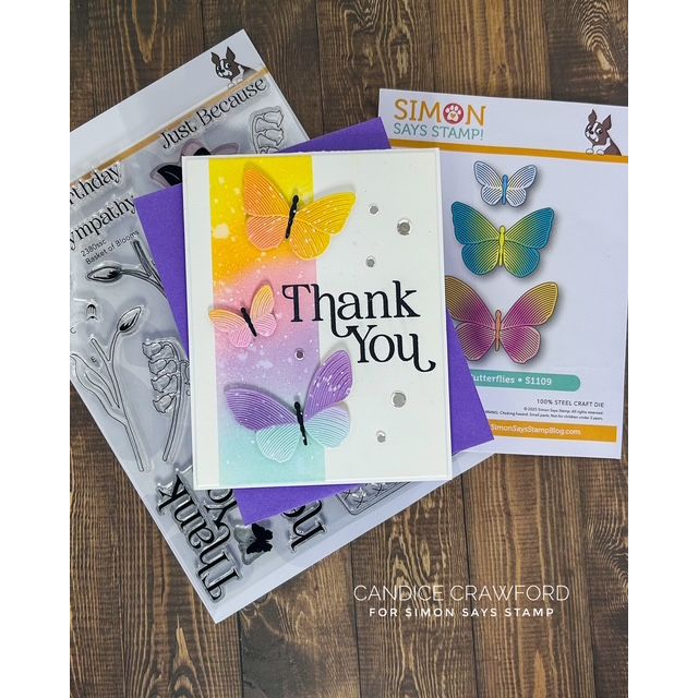 Simon Says Stamp Whirl Butterflies Wafer Dies s1109 Beautiful Moments Thank You Card