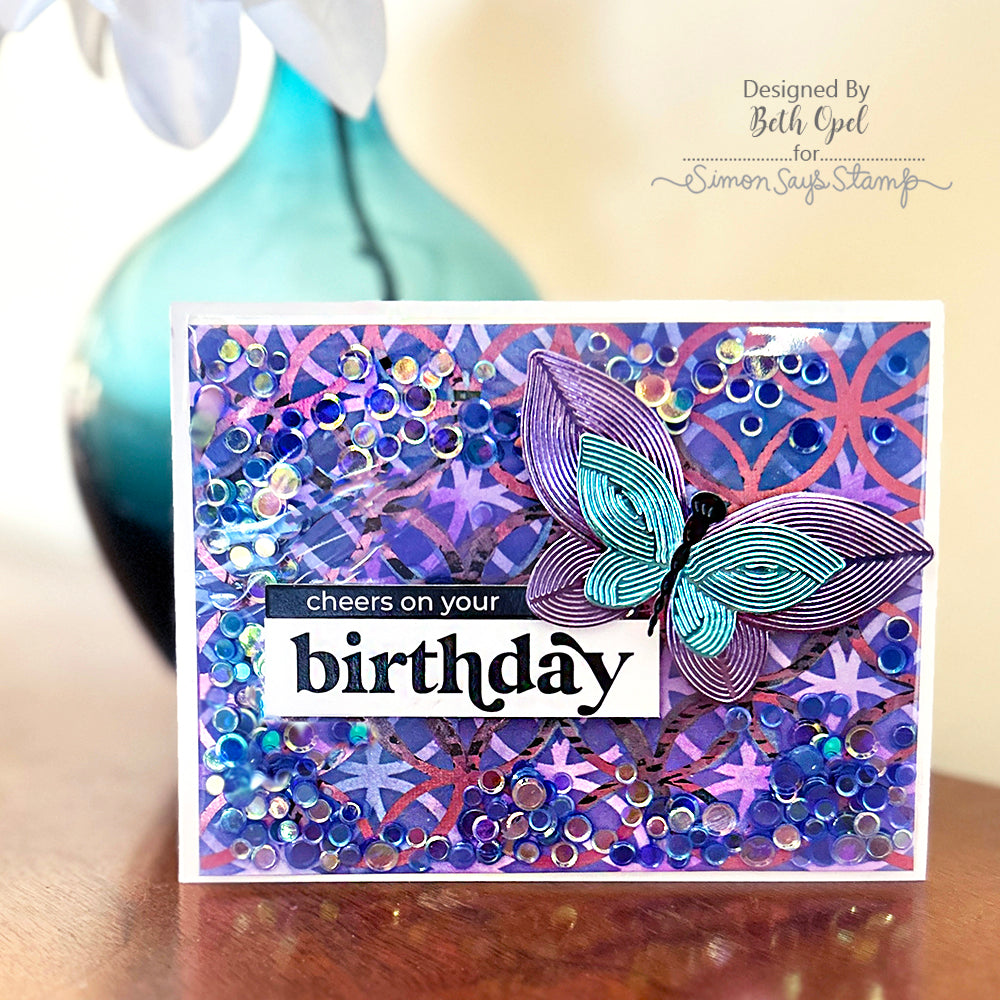 Simon Says Stamp Whirl Butterflies Wafer Dies s863 Celebrate Birthday Card