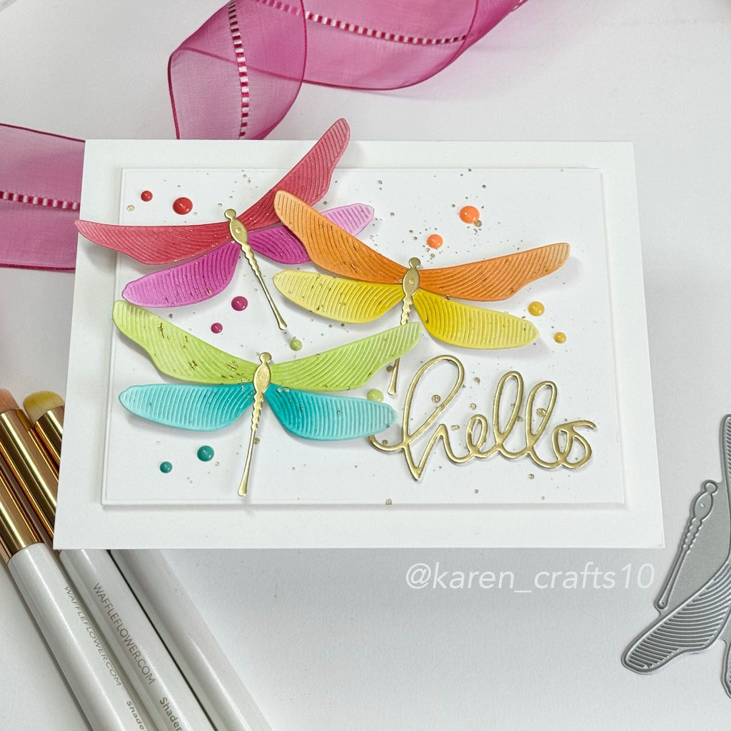 Simon Says Stamp Whirl Dragonfly Wafer Dies s907 Be Bold Hello Card