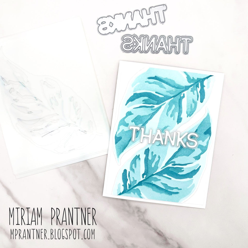 Simon Says Stamp Set of 4 Stencils White Fusion 1077mt Rain or Shine Thanks Card | color-code:ALT02