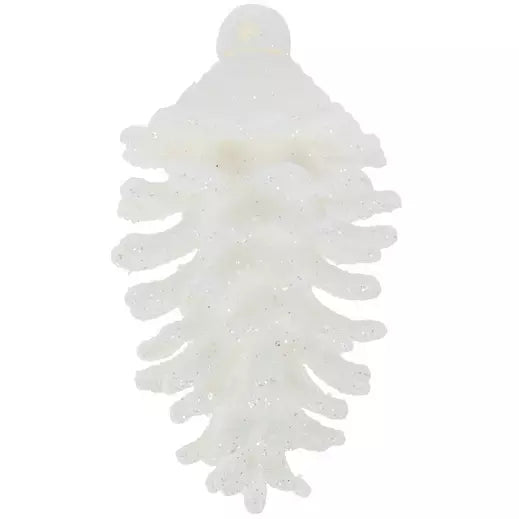 White Glitter Pinecones Ornament Set 5706460