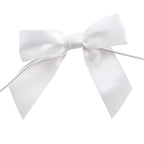 White Twist Tie Satin Bows bow26101 single bow detail shot