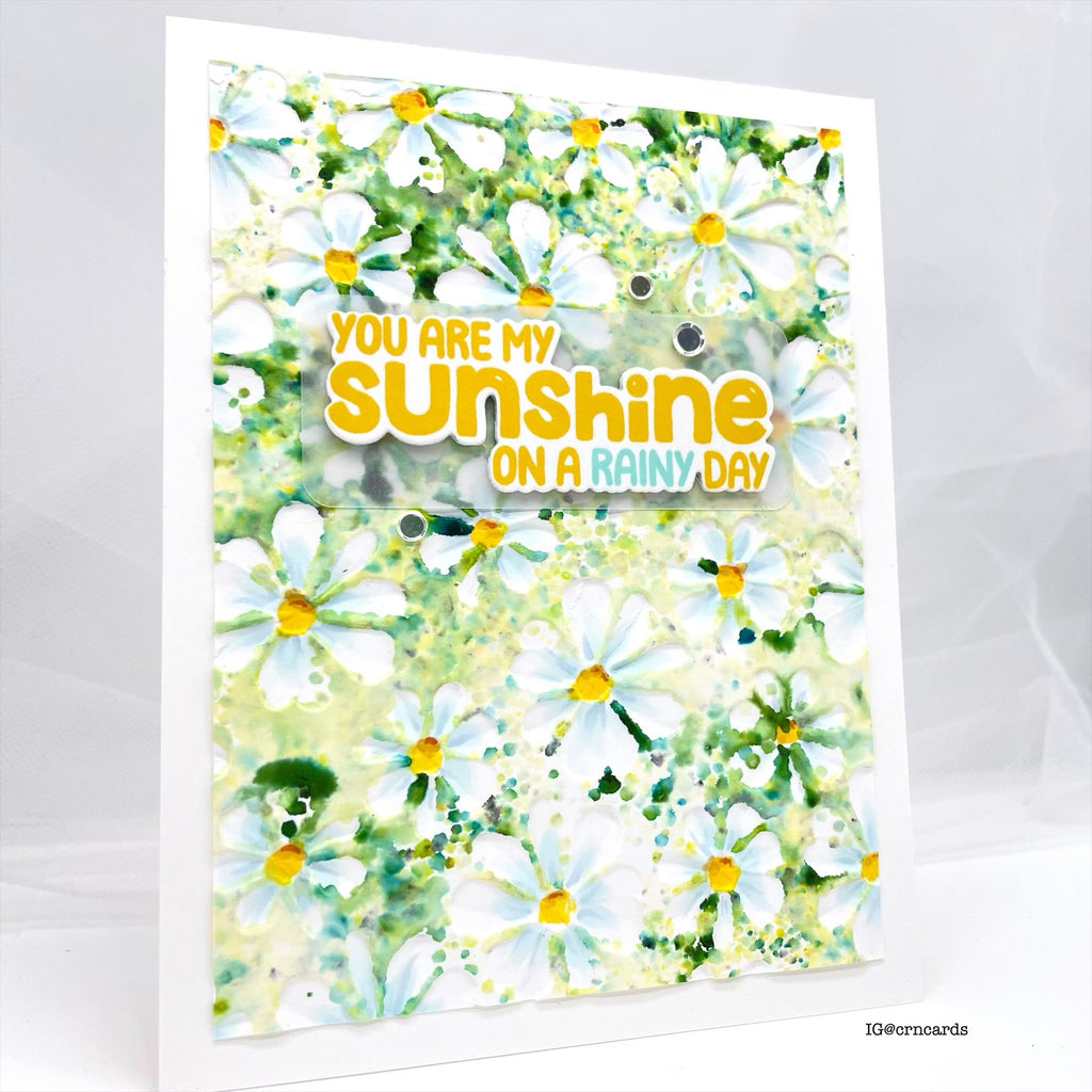 Simon Says Stamp Embossing Folder Wiggle Flowers sf476 Rain or Shine You are My Sunshine Card