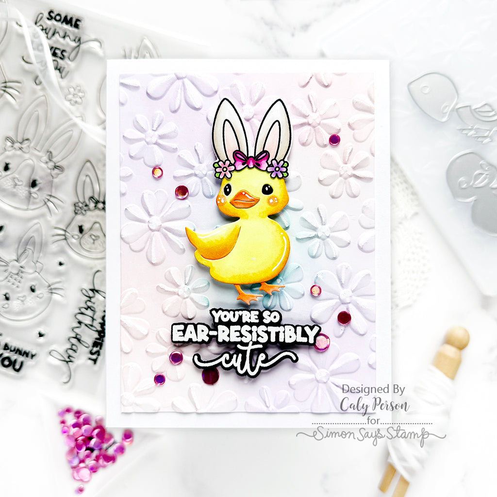 Simon Says Stamp Embossing Folder Wiggle Flowers sf476 Rain or Shine Easter Card | color-code:ALT03