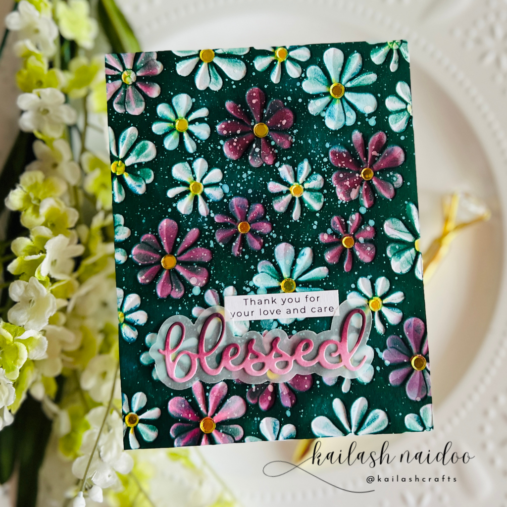 Simon Says Stamp Embossing Folder Wiggle Flowers sf476 Rain or Shine Thank You Card