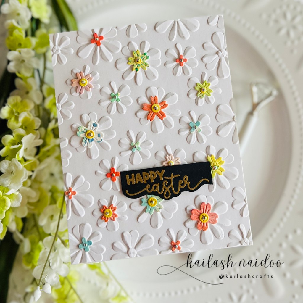 Simon Says Stamp Embossing Folder Wiggle Flowers sf476 Rain or Shine Easter Card