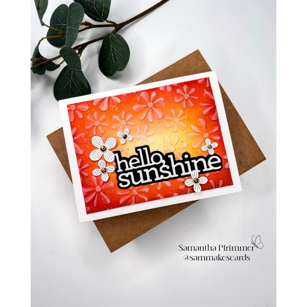 Simon Says Stamp Embossing Folder Wiggle Flowers sf476 Rain or Shine Hello Card