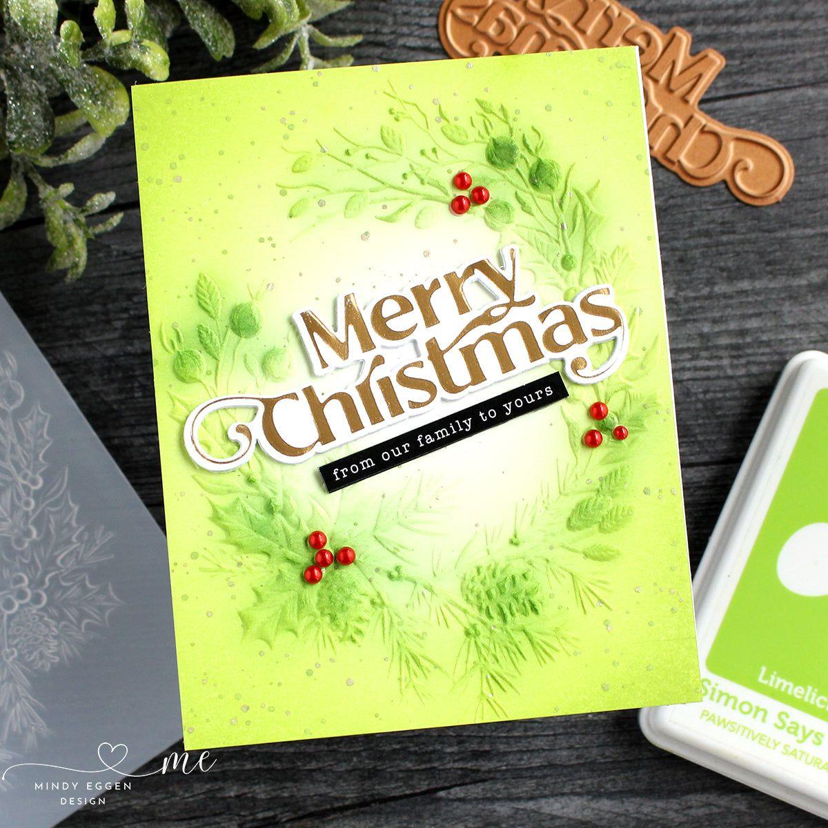 Simon Says Stamp Embossing Folder Wild Berry Wreath sf335 Stamptember Christmas Card | color-code:ALT02