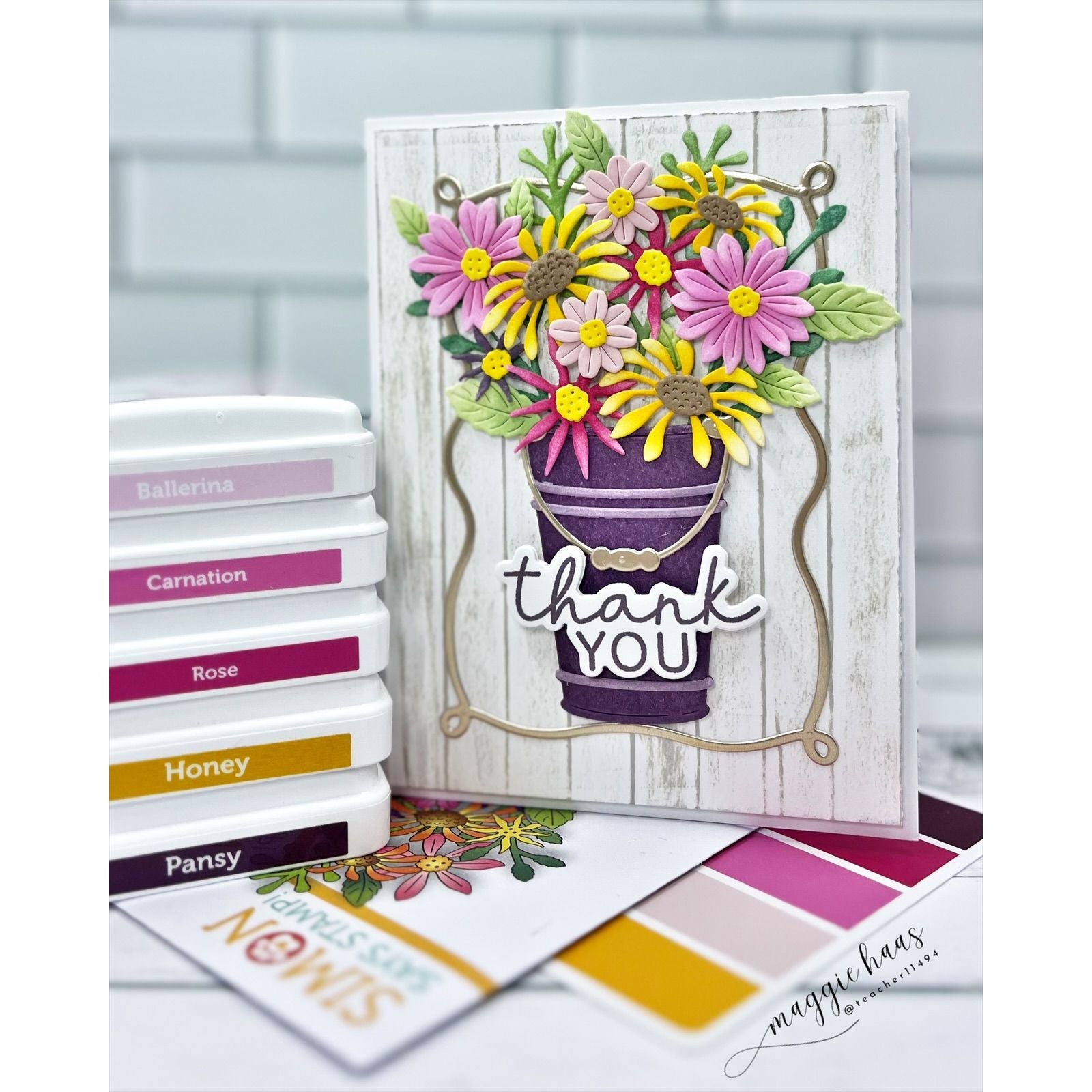 Simon Says Stamp Wildflower Bucket Wafer Dies s1124 Beautiful Moments Thank You Card