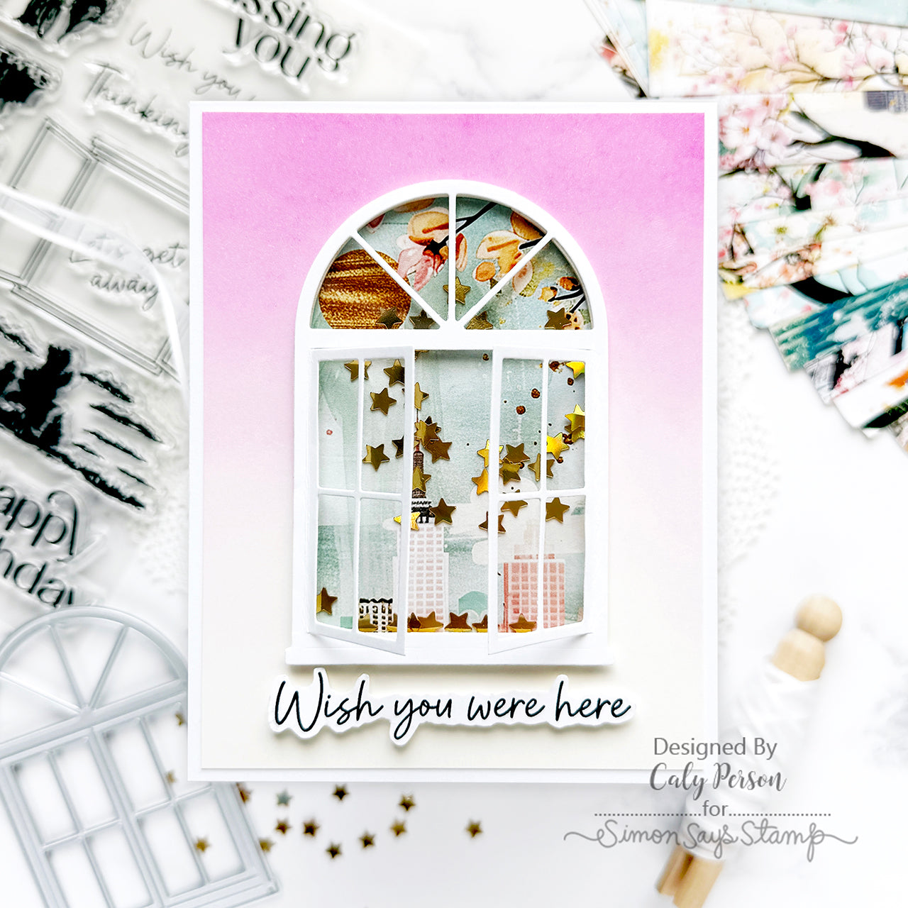 Simon Says Stamp Window Trio Wafer Dies 1401sd Wish You Were Here Card