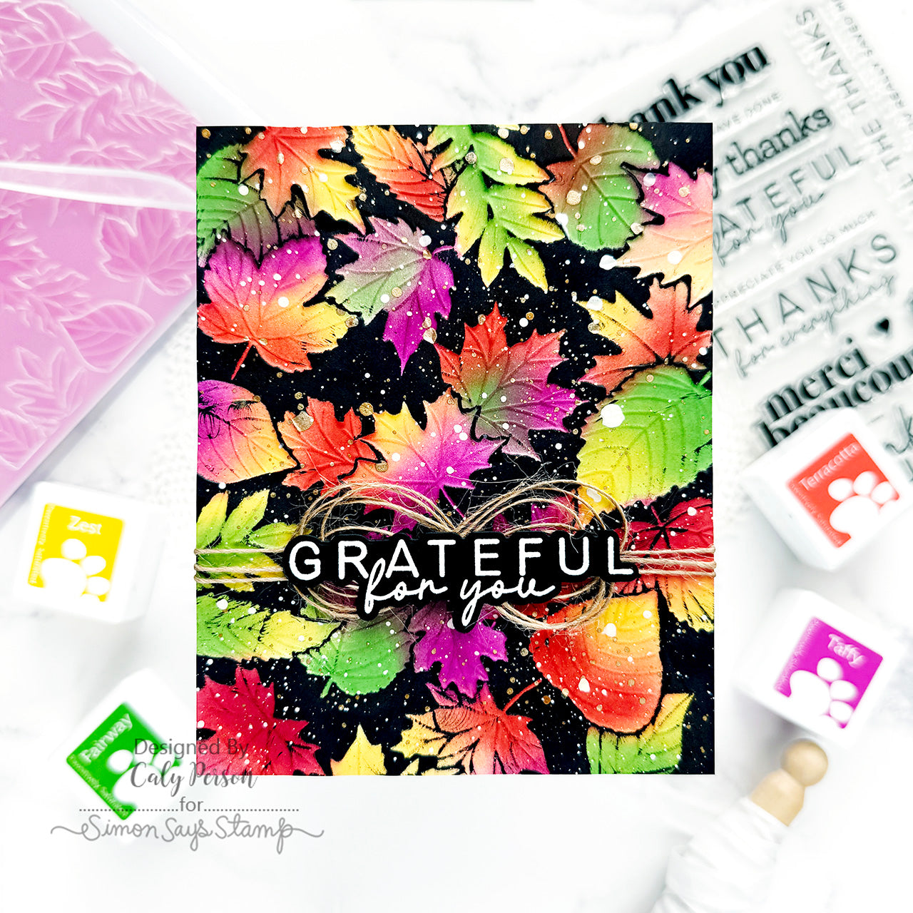 Simon Says Stamp Embossing Folder Windswept Leaves sf547 Fall Card | color-code:ALT01