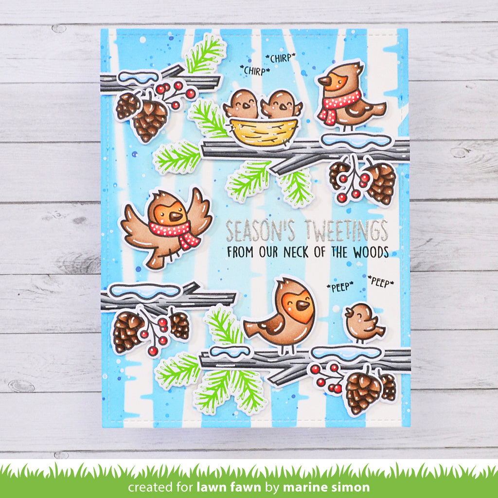 Lawn Fawn Winter Birds Clear Stamps lf3225 season's tweetings