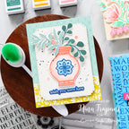 Wish You Were Here Card with Components of Gina K Designs La Dolce Vita stamps and dies