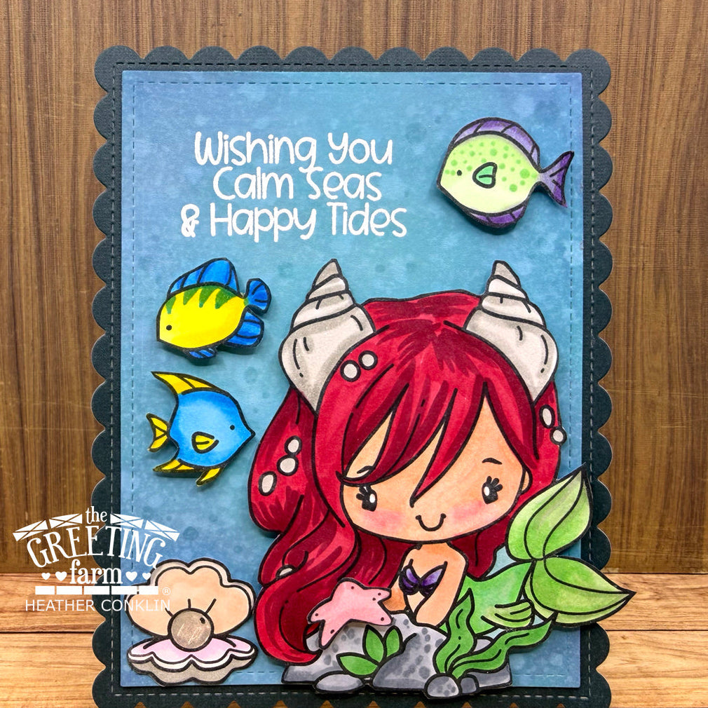 Wishing You Calm Seas and Happy Tides Ariel Mermaid Card