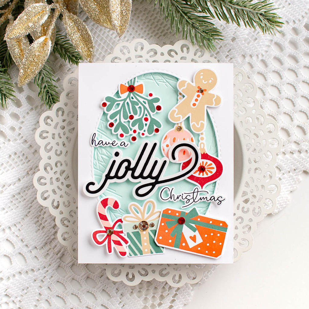 Simon Says Stamp Embossing Folder Wispy Pine Needle Frame sf546 And Everything Nice Christmas Card | color-code:ALT01