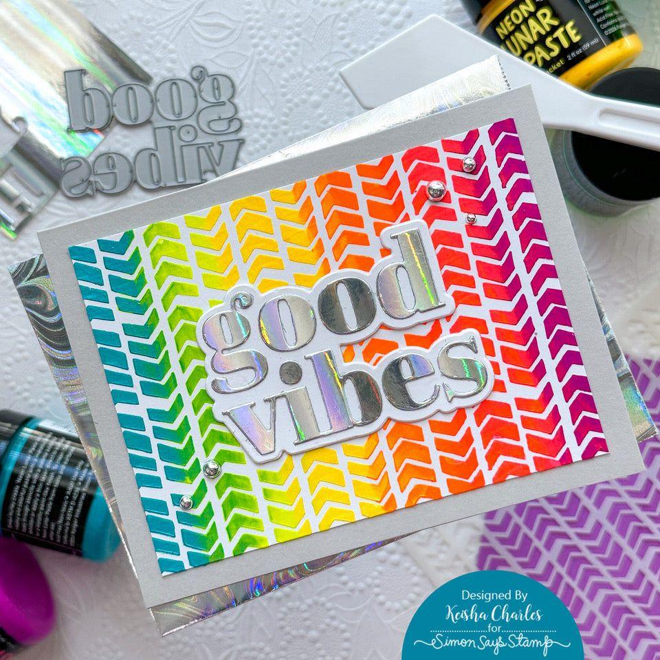 Simon Says Stamp Stencil Wonky Chevron 1033st Sunny Vibes Good Vibes Card | color-code:ALT03